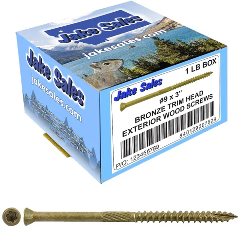 Vista 22 de Jake Sales Tornillo de madera multiusos con revestimiento de bronce de 1-5/8 pulgadas, cabeza torx/Star Drive Trim Head