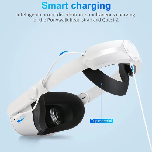 Vista 7 de Ponywalk Head Strap with Battery Pack for Oculus Quest 2 Built-in 6000mAh Extend 5 Hours Comfortable Playtime for Meta Quest 2 Adjustable Elite