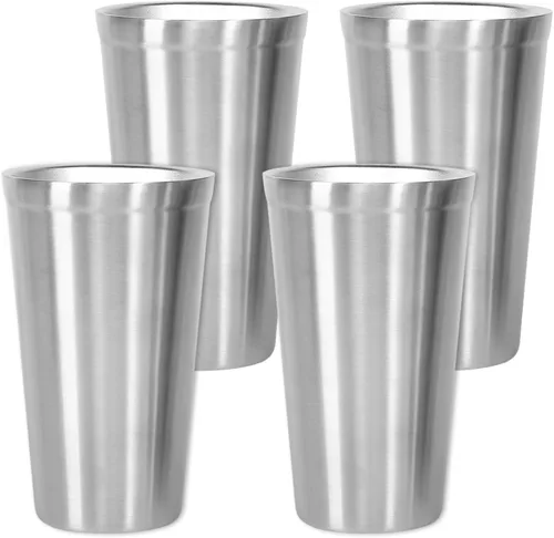 Vista 8 de Youda Vasos aislados de acero inoxidable de doble pared (juego de 2) apilables, taza de café/taza de té/vasos de cerveza enfriadores, ideales