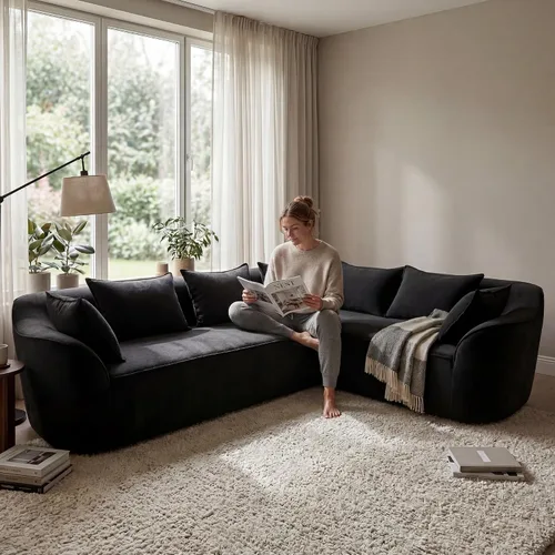 Vista 3 de OUYESSIR Sofá modular de gran tamaño de 111 pulgadas para sala de estar, sofá moderno de felpilla de lujo de 4 plazas, asiento extra profundo, sofá