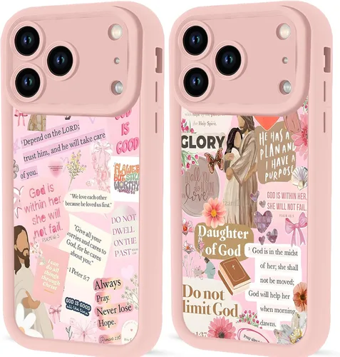 Vista 71 de Paquete de 2 fundas protectoras para iPhone 8 Plus/7 Plus de 5.5 pulgadas con collage de versículos bíblicos de Jesús para mujeres y niñas, diseño