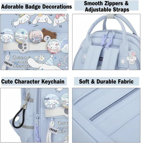 Vista 7 de Mochila Vivixilan Kawaii, Resistente al Agua y Transpirable con Múltiples Bolsillos, Adecuada para Viajes y como Regalo de Cumpleaños, Azul