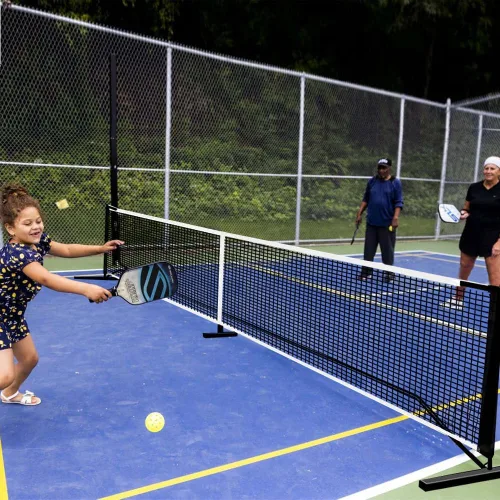 Vista 4 de FOME - Sistema de red portátil de pickleball de 22 pies, red de pickleball portátil para exteriores, tamaño reglamentario, redes y accesorios