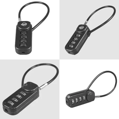 Vista 7 de Candado de combinación de 4 dígitos con cable de 4.7 pulgadas (4.7 in) adecuado para casilleros de gimnasio escolar, botes de basura, equipaje