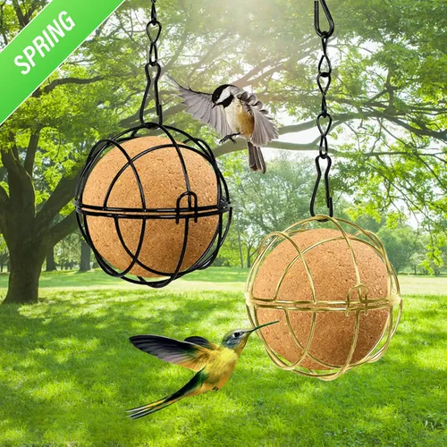Vista 9 de Longzhuo 6 comederos metálicos para colibríes para colgar en exteriores, bola redonda de sebo a prueba de ardillas, regalos de observación de aves