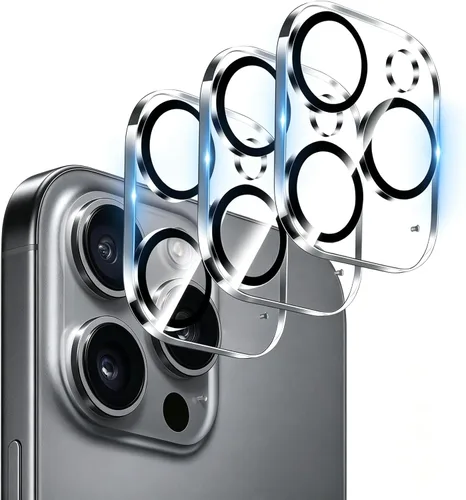 Vista 8 de [Paquete de 3] Protector de lente de cámara compatible con iPhone 13 y iPhone 13 Mini, cubierta de cámara de vidrio templado 9H de alta calidad Negro