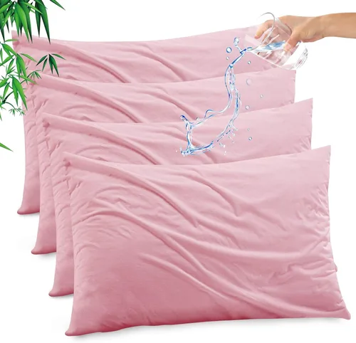 Vista 16 de Funda de almohada impermeable de bambú y rayón de Gogreen, funda de almohada transpirable, protector de almohada refrescante con cremallera, funda
