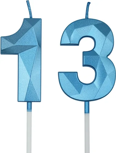 Vista 9 de Velas de cumpleaños número 13 y 31 para pastel, velas doradas con forma de diamante 3D con forma de diamante, decoraciones de cumpleaños