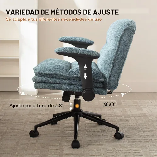 Vista 5 de Dowinx Silla cruzada con brazos y ruedas abatibles ajustables, cómodo sillón ergonómico de escritorio de oficina con 3 cojines de capa, silla