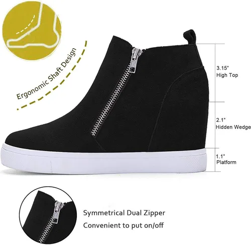 Vista 2 de Athlefit - Tenis con plataforma de cuña para mujer botines con tacón de cuña