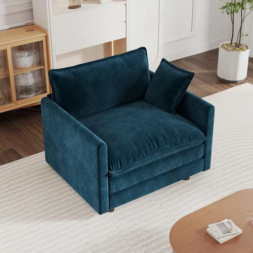 Vista 13 de mikibama Sofá de una plaza de 41.4 pulgadas, sillón cómodo tapizado profundo de chenilla con almohada decorativa para sala de estar, dormitorio