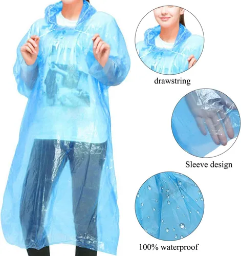 Vista 4 de INNOCHEER - Ponchos de lluvia para la familia, paquete de 12, impermeable desechable de emergencia para niños y adultos, camping, senderismo al aire