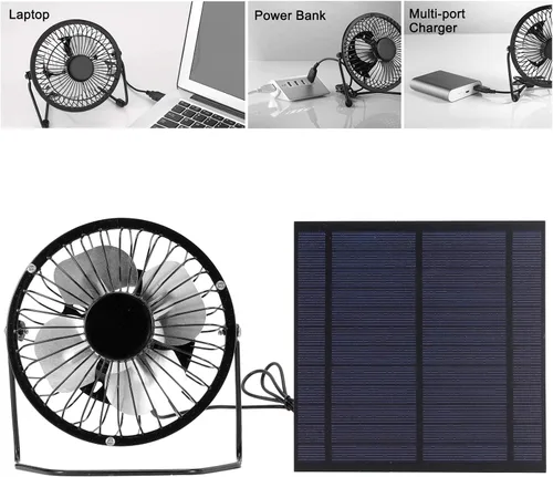 Vista 5 de GOTOTOP Ventilador solar 5W Mini panel solar Ventilador de refrigeración portátil Panel solar fotovoltaico Set para invernadero Pollos Coop Cobertizo