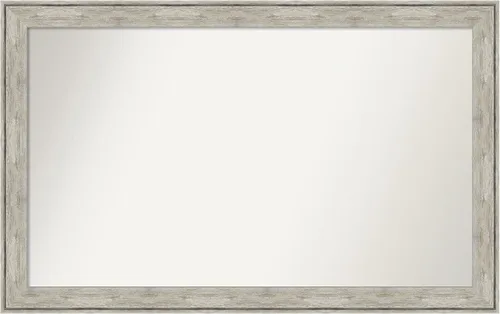 Vista 109 de Amanti Art Espejo de baño plateado para sobre el fregadero, 28 x 37 pulgadas, elegante espejo rectangular de peltre cepillado, marco de madera