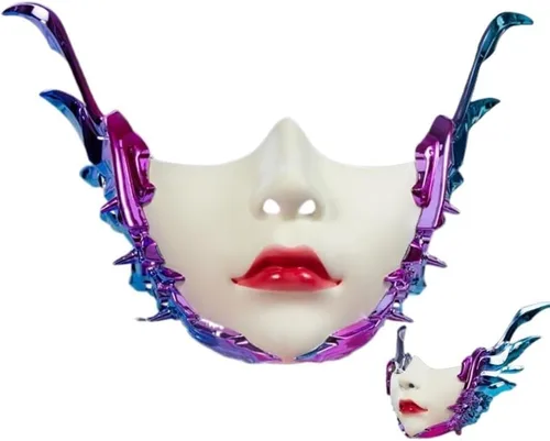 Vista 3 de Máscara mecánica de viento de media cara para mujer, máscara de estilo antiguo para Halloween o cosplay