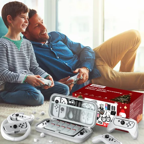 Vista 9 de Switch OLED Accessories Bundle for Nintendo Switch OLED Upgraded 2023 HSTOP, 27 In 1 Accessories Gift for Christmas with OLED Protective Case, OLED