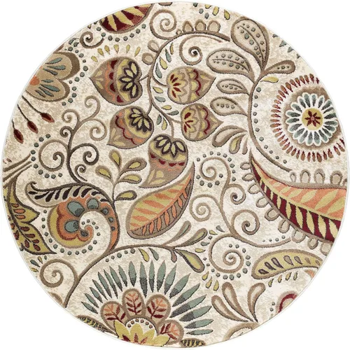 Vista 6 de Tayse Ivory Modern - Alfombra redonda grande de 8 pies, alfombra de área para interiores, alfombra de comedor, alfombra contemporánea, alfombras