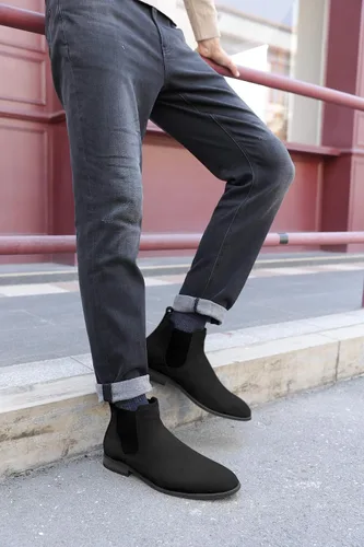Vista 3 de Coutgo Botas Chelsea para hombre, botas de vestir cómodas de gamuza, botas de tobillo Chukka