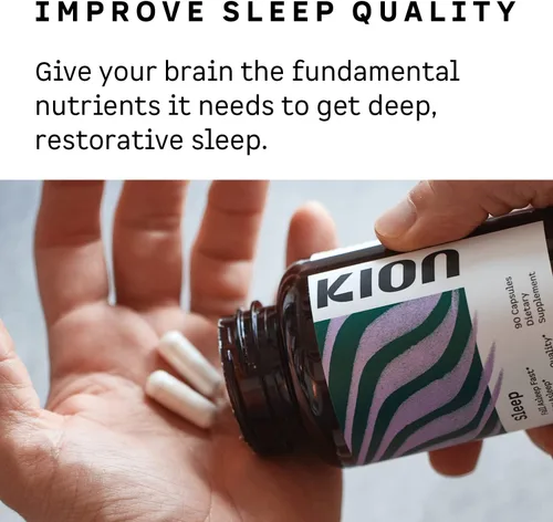 Vista 5 de Kion Duerme Duerme rápido, permanece dormido y mejora la calidad del sueño Soporte para dormir alimentado por aminoácidos 30 porciones