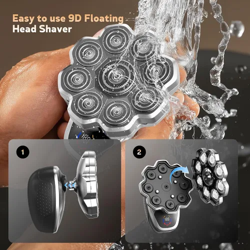 Vista 5 de Maquinilla de afeitar eléctrica para hombres, afeitadoras de cabeza para hombres calvos, afeitadoras eléctricas para hombres con afeitadora