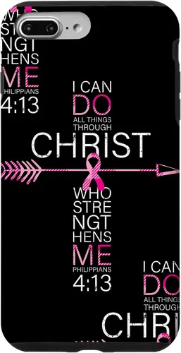 Vista 12 de Breast Cancer Phone Cases Women Philippians 4:13 Pink Cancer Case for iPhone 17