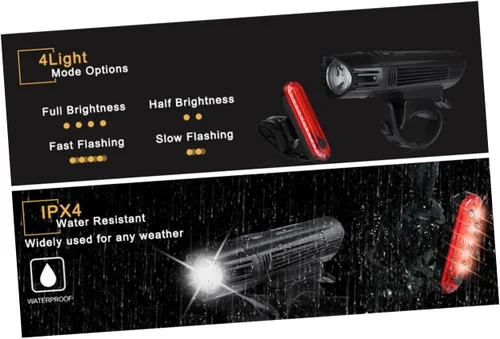 Vista 7 de VICASKY Juego de luces recargables para bicicleta, luces delanteras y traseras impermeables con carga USB, luces de seguridad para ciclismo
