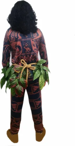 Vista 3 de Maui Tattoo CamisaPantalones de Halloween para adultos, hombres, mujeres, cosplay, conjunto de pelucas