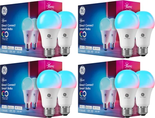 Vista 5 de Bombilla LED Cync GE A19 de conexión directa, luz inteligente que cambia de color, compatible con Matter, compatible con Alexa y Google Home