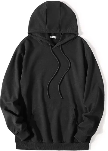 Vista 7 de COOFANDY Sudadera con capucha para hombre, manga larga, casual, con bolsillo, de punto gofre