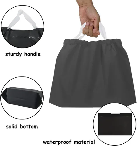 Vista 2 de 50 bolsas de plástico con asas resistentes al agua, resistentes para llevar, bolsa de transporte para alimentos, para restaurantes, comestibles