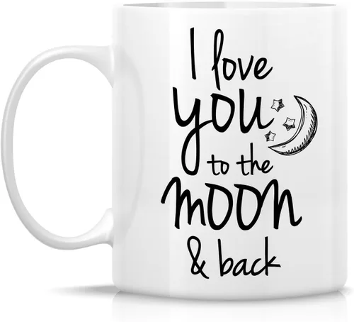 Vista 2 de Retreez Taza divertida – I Love You to The Moon & Back - Tazas de café de cerámica de 11 onzas – Divertido, sarcasmo, sarcástico, motivacional