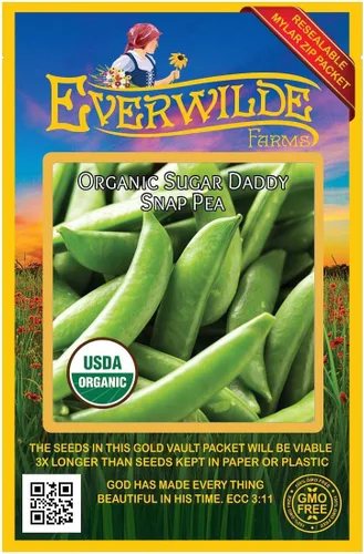 Vista 4 de Everwilde Farms - Semillas de guisantes Sugar Daddy orgánicas de 1 onza - Paquete Gold Vault