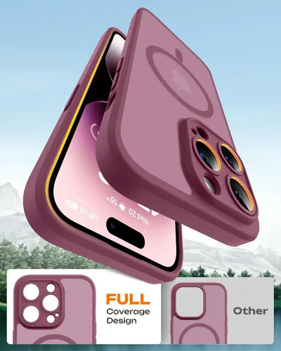 Vista 135 de TOCOL Funda magnética 3 en 1 para iPhone 15 Pro, mejorada [protección completa de cámara] con 2 protectores de pantalla, compatible con MagSafe Gris