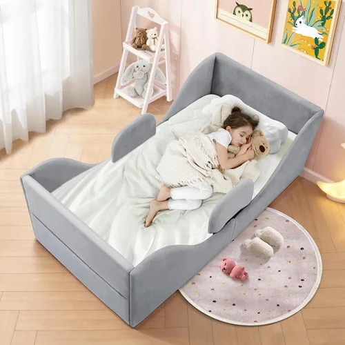 Vista 8 de Cama infantil con barandillas de seguridad, tamaño cuna Rosa