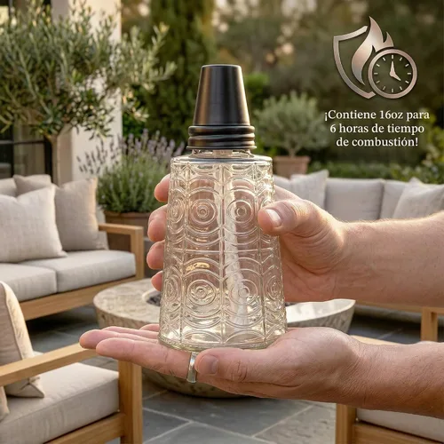Vista 4 de Seraphic Antorchas de citronela para decoración de mesa de patio exterior Transparente