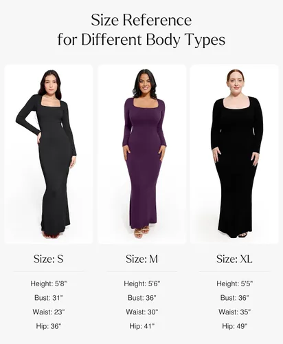 Vista 5 de Popilush - Vestido moldeador de manga larga para mujer, vestido de control de abdomen para otoño, con brasier integrado