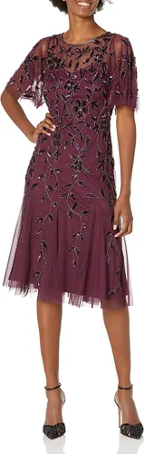 Vista 5 de Adrianna Papell Elegante vestido midi con cuentas para mujer
