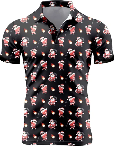Vista 76 de Camisa de golf de los años 80 para hombre, ajuste seco, manga corta, estampada, divertidas, camisas de golf de los años 90 para hombre