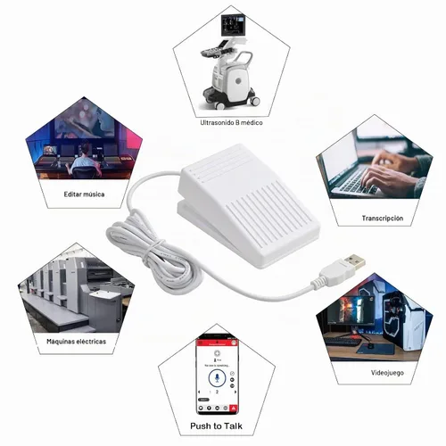 Vista 2 de iKKEGOL Pedal de pie USB mejorado con interruptor óptico, completamente silencioso, sin tacto, sonido de pulsación rápida, programable, para PC