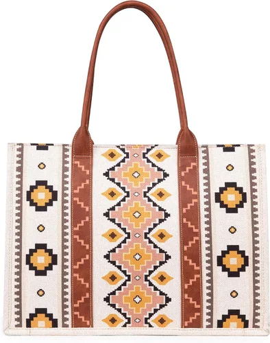 Vista 5 de Wrangler Aztec Tote Bag for Women Boho Shoulder Purses and Handbags