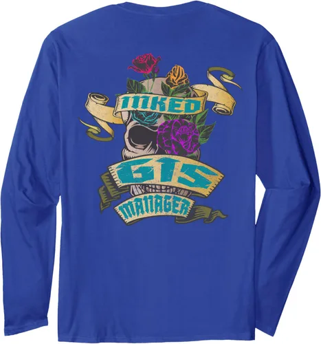 Vista 4 de GIS Manager Inked Skull Tattoo Backside Design Long Sleeve T-Shirt Negro
