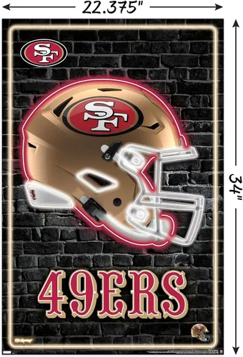 Vista 3 de NFL San Francisco 49ers - Póster de pared con casco neón 23, 34 pulgadas de largo x 22.4 pulgadas, versión sin marco