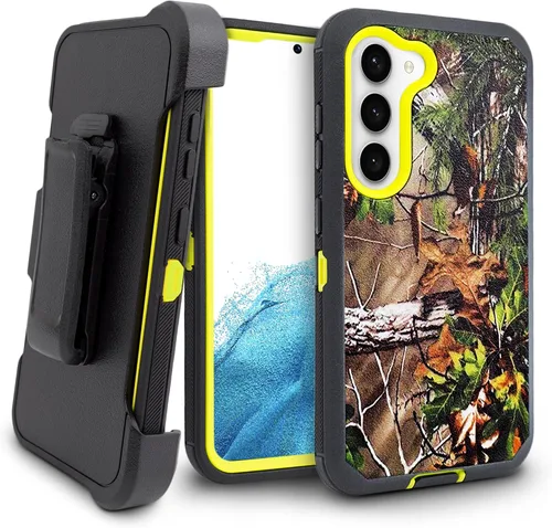 Vista 9 de Funda para teléfono Samsung Galaxy S23, protector de pantalla integrado, resistente a prueba de golpes, funda protectora con clip para cinturón (BK)