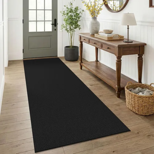Vista 73 de KOZYFLY - Tapete para puerta de interior, lavable, pequeña, antideslizante, con respaldo de goma, felpudo de algodón para el hogar, color negro