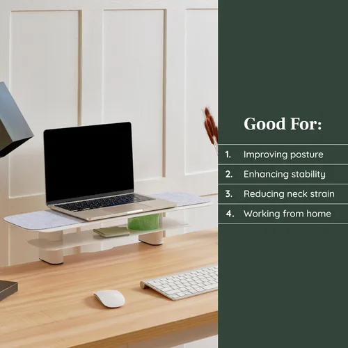 Vista 4 de Branch Soporte para monitor, elegante y duradero, soporte de acero con recubrimiento en polvo con forro de fieltro suave, pequeño elevador