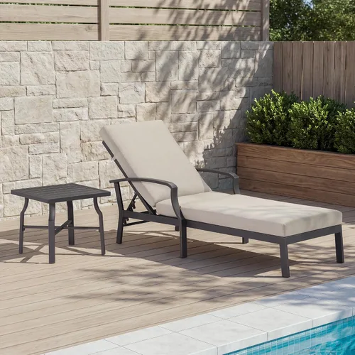 Vista 10 de Sillón de piscina, tumbona al aire libre de aluminio, Gunmetal