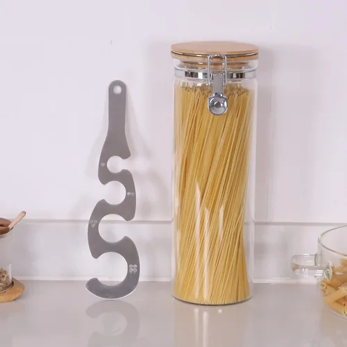 Vista 5 de Tarros de vidrio de borosilicato transparente con abrazadera de bloqueo hermético, tapas de bambú para cocina, sin BPA