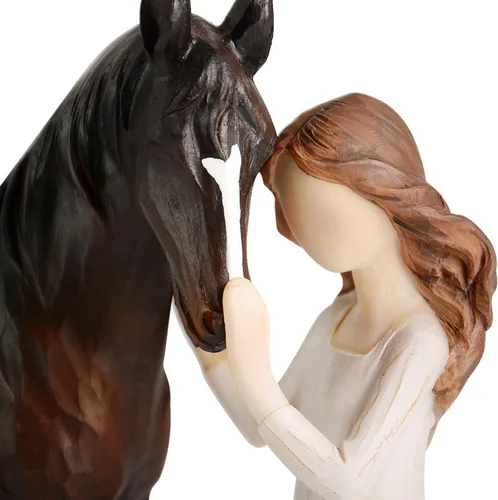 Vista 3 de Regalos de Caballos para Niñas y Mujeres - Figurita de Niña Abrazando Caballos, Regalos para Amantes de los Caballos, Mujeres, Caballos de Resina