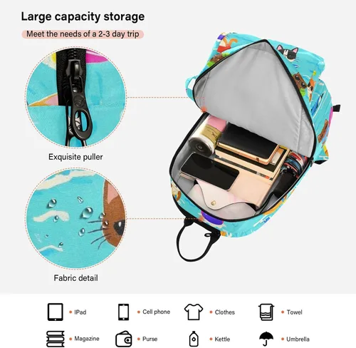Vista 6 de Tenni Badminton Racket Bag Cute Sturdy Cat Dog Swim Summer Blue Cartoon 3 Rackets Badminton Bag Case for Women, Men, Teenagers bolso para raqueta