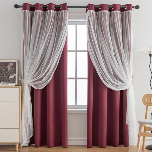 Vista 39 de Anytime Cortinas opacas y transparentes para ventana, par de paneles de cortinas lisas con ojales en la parte superior, 35 pulgadas de ancho x 63
